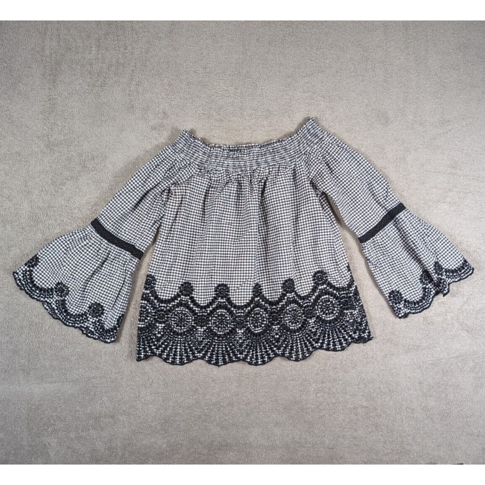 Miss Selfridge Top Women's Size 8 Off The Shoulder‎  Black And White
